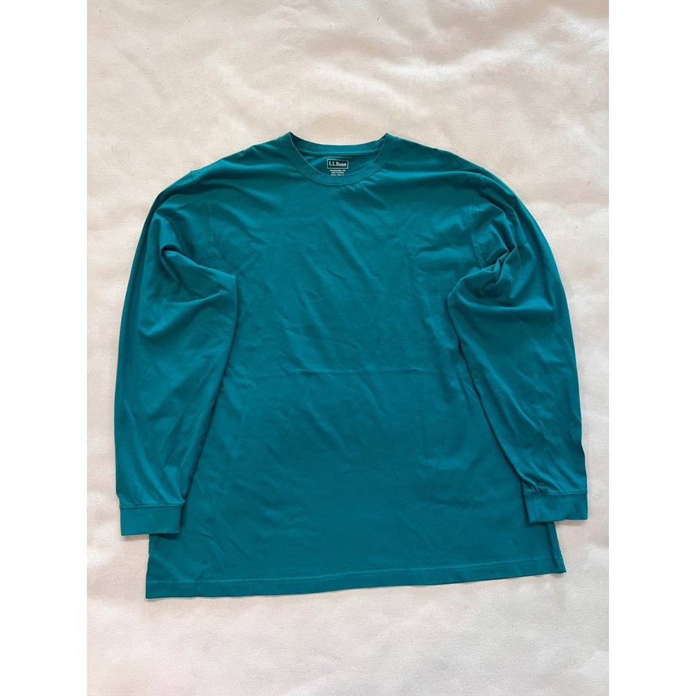 LL Bean Mens Long Sleeve T Shirt Teal Traditional Fit XXL Tall Cotton